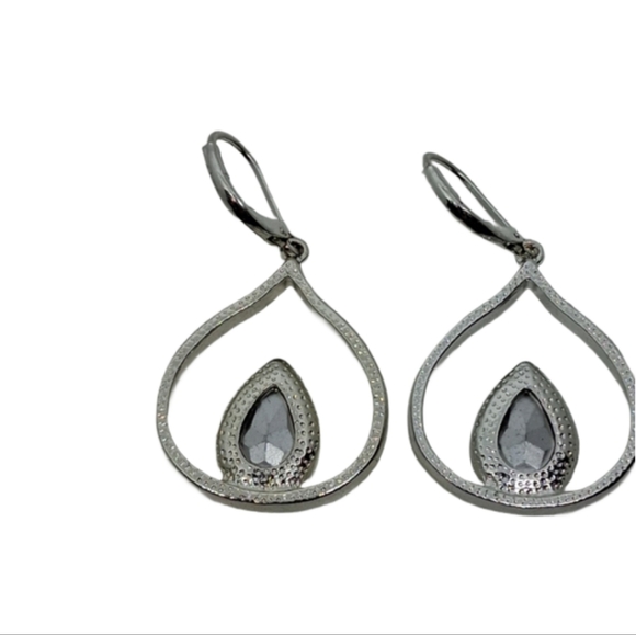 Sparkling Silver-Tone Teardrop Earrings - Picture 5 of 5